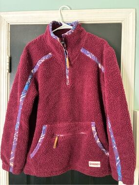 Hooey Burgundy Sherpa Pullover Jacket